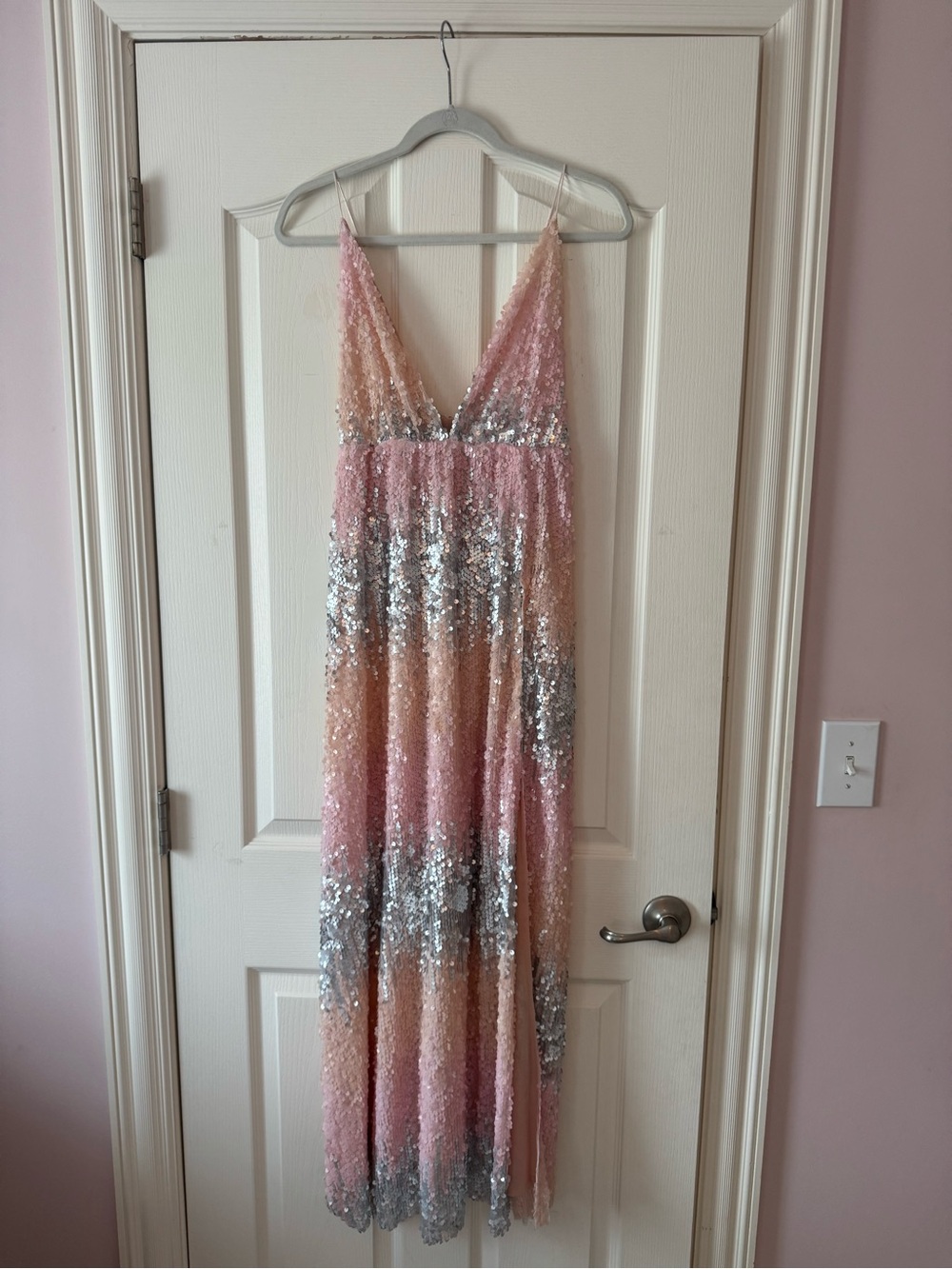 Pink Sequin Ombre Prom Dress